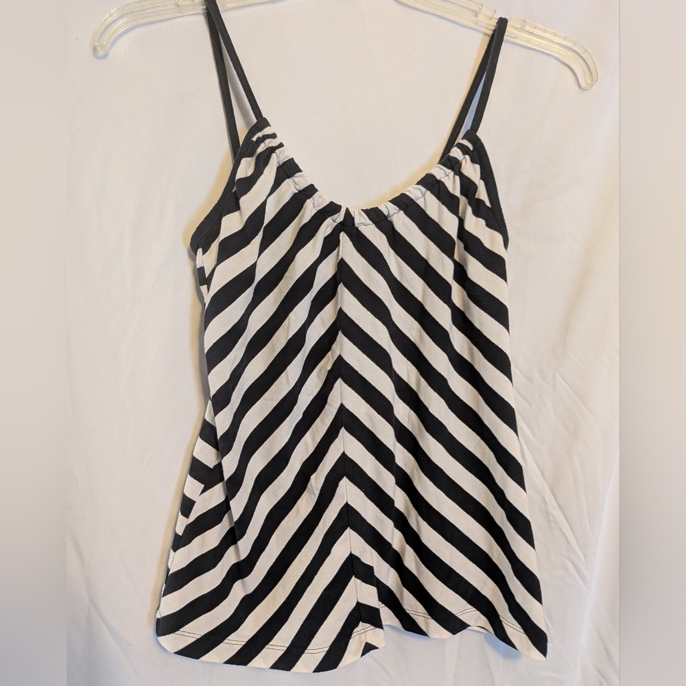 Black and White Striped Women's Top Sz.M